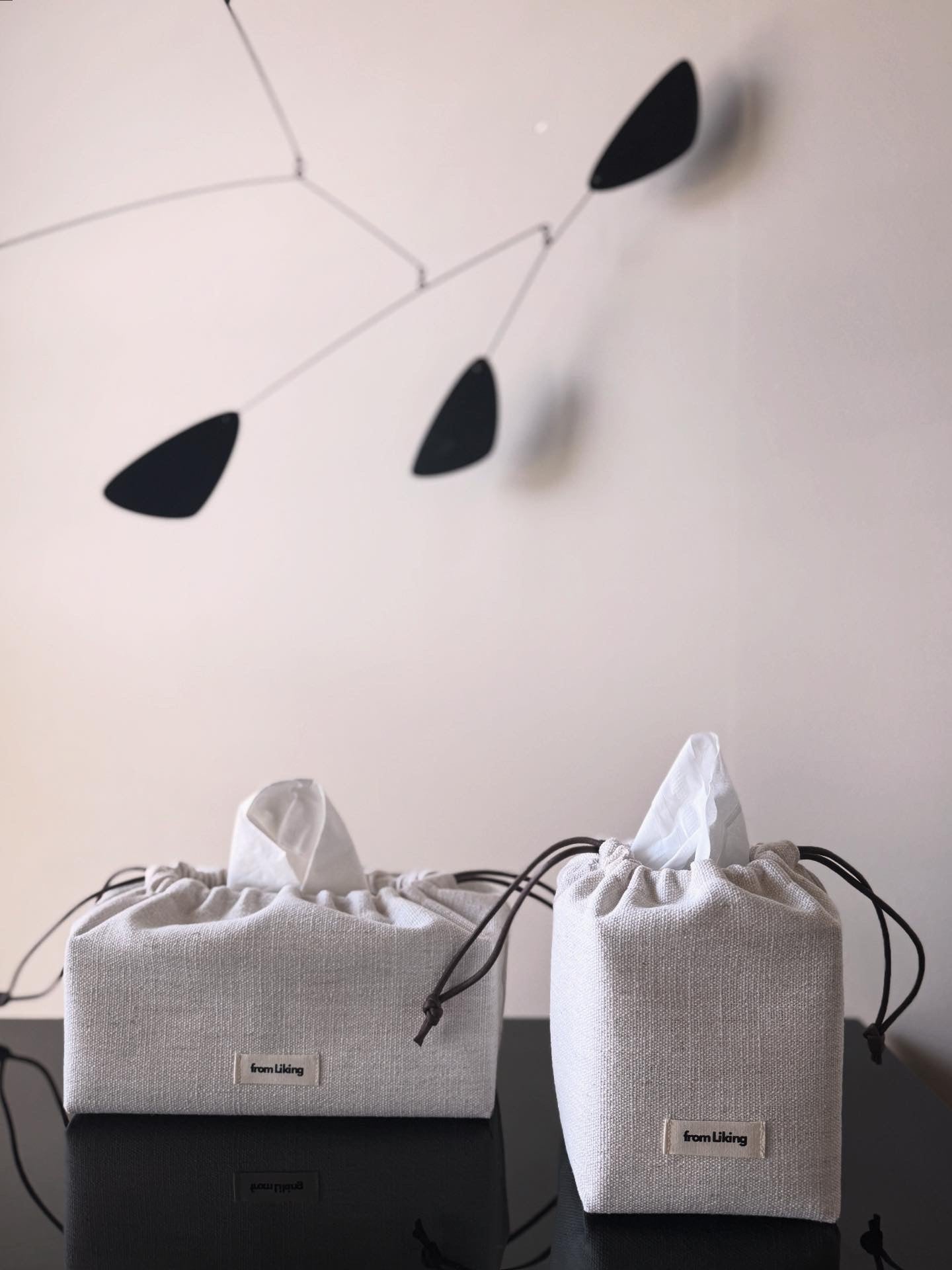 Tissue box cover - drawstring pouch