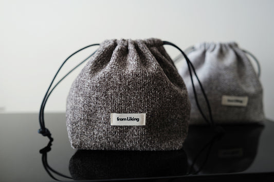 Cozy Winter Pouch | Herringbone & Bouclé